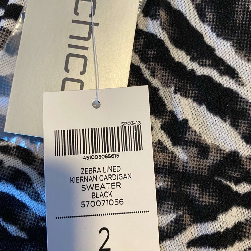 Chico’s Zebra-Lined Kieran Cardigan jacket, Sz 2(Equal to‎ 10-12 or M) - Picture 9 of 10